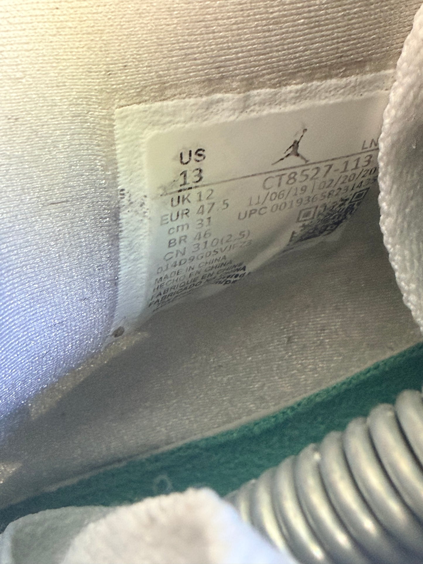 Jordan 4 mettalic Green - Taille 47,5