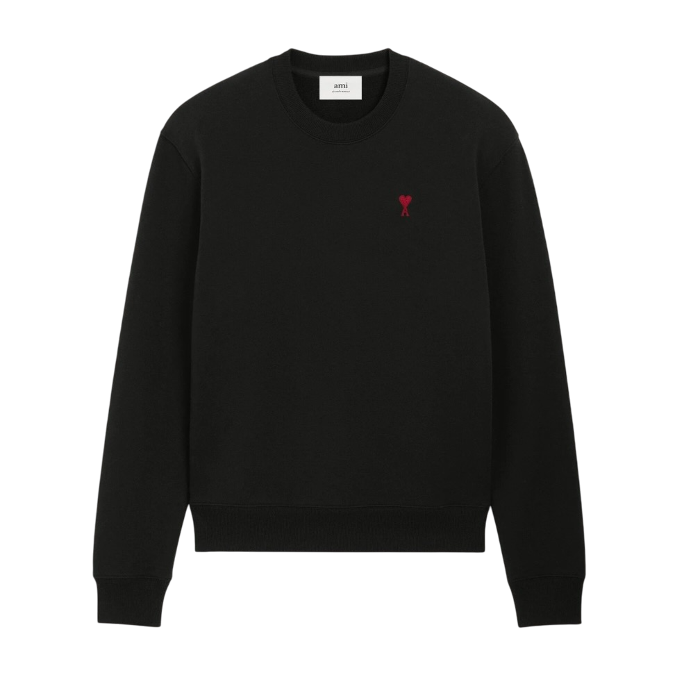 Sweatshirt Noir Ami de Coeur Rouge en Coton
