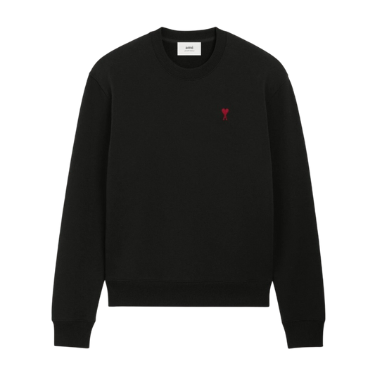Sweatshirt Noir Ami de Coeur Rouge en Coton