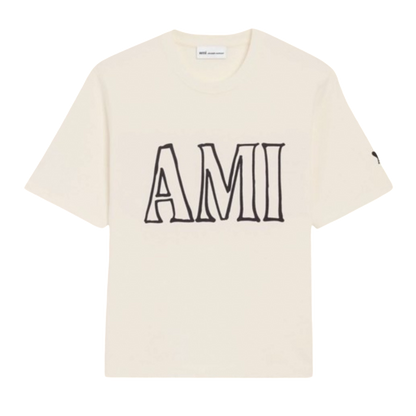 T-shirt Ami Imprimé Crème En Coton