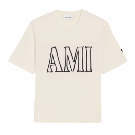T-shirt Ami Imprimé Crème En Coton