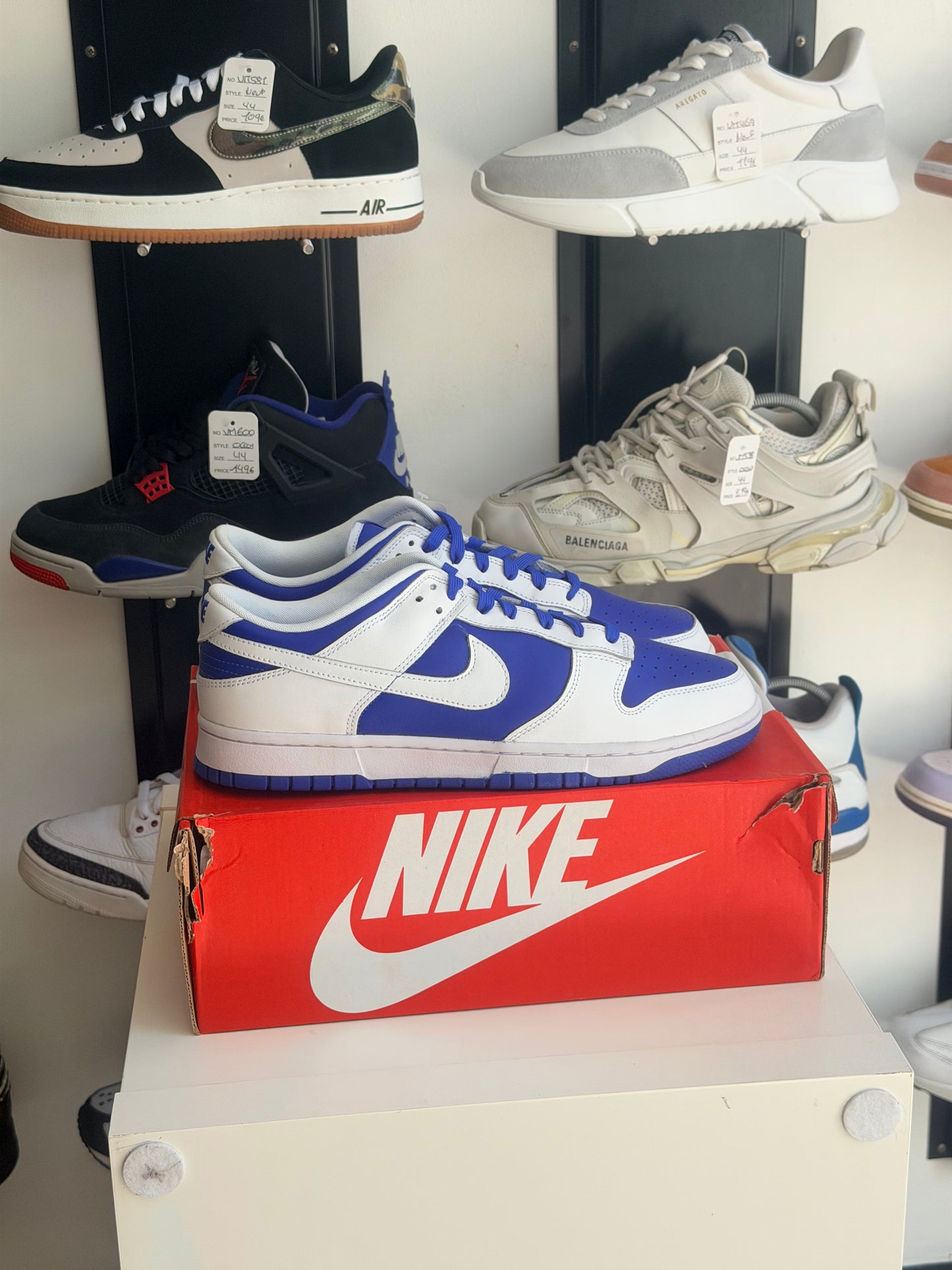 Nike dunk low blanche / bleu - taille 46