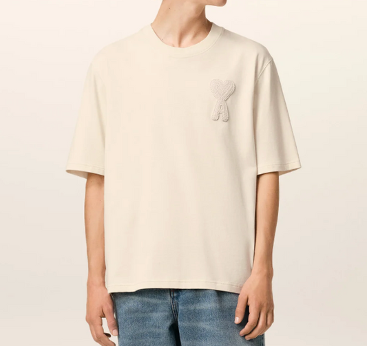 T-Shirt Beige Patch Ami de Coeur Beige En Coton