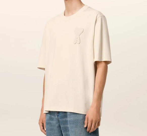 T-Shirt Beige Patch Ami de Coeur Beige En Coton