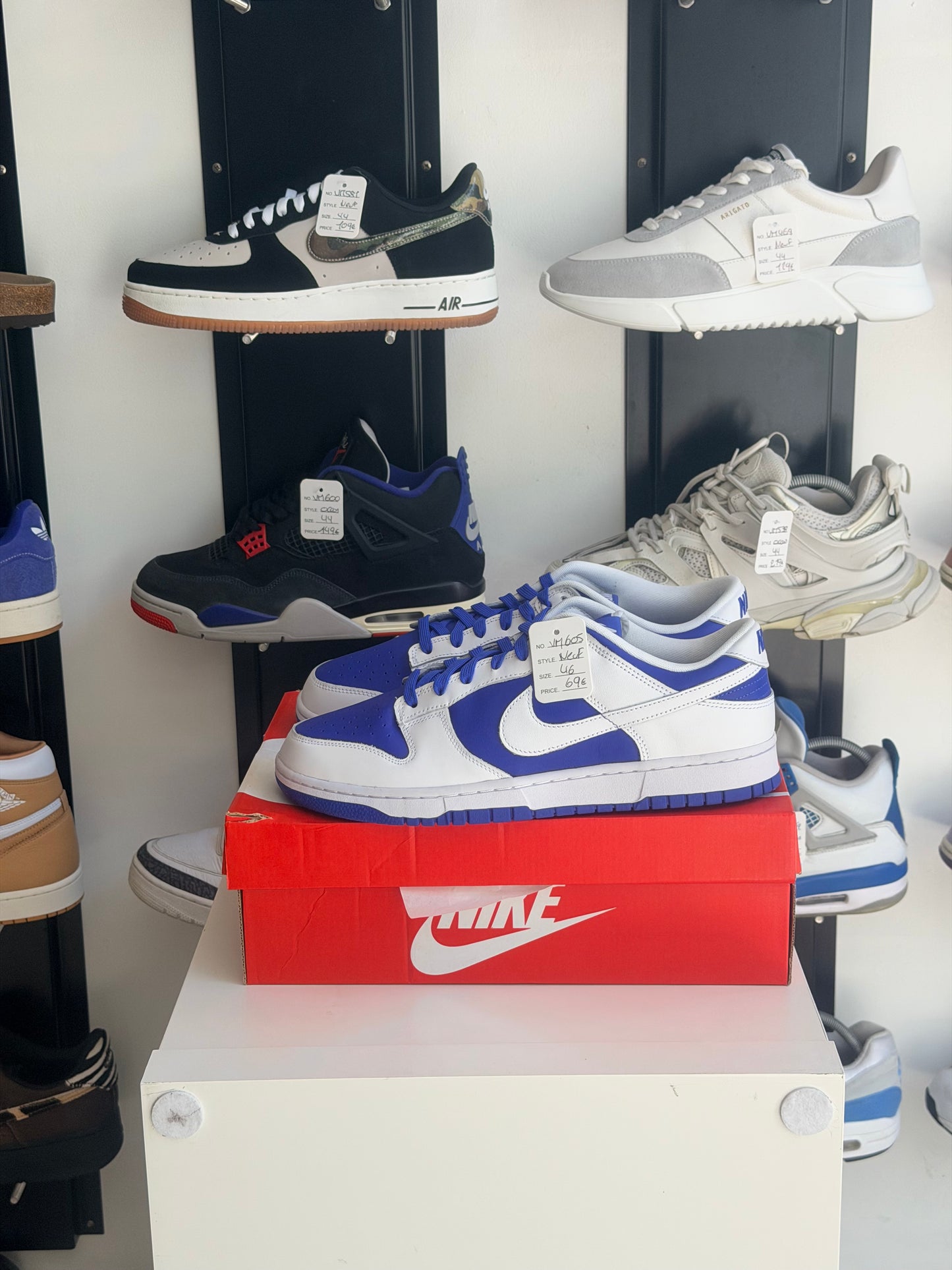 Nike dunk low blanche / bleu - taille 46